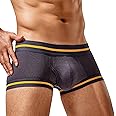 SEAUR Men's Pouch Boxer Briefs Seamless Ribbed Underwear Low Rise Breathable Trunks Stretchy Underpants