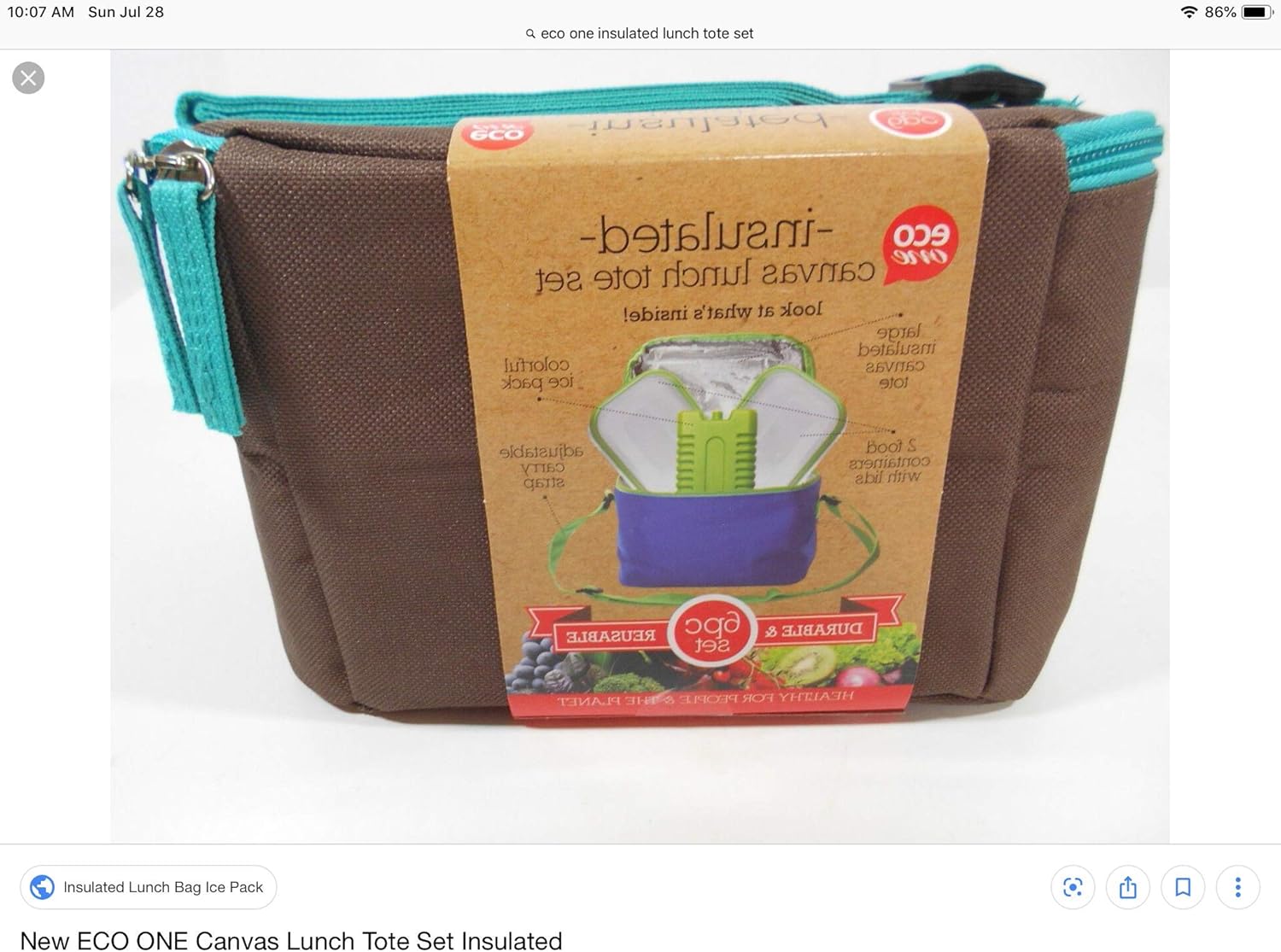 eco one insulated lunch tote set
