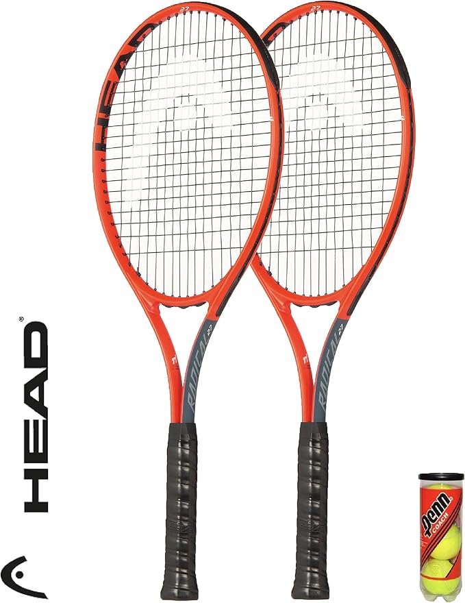 HEAD Radical Adult 27" Tennis Racket Twin Set + Full Protective Covers