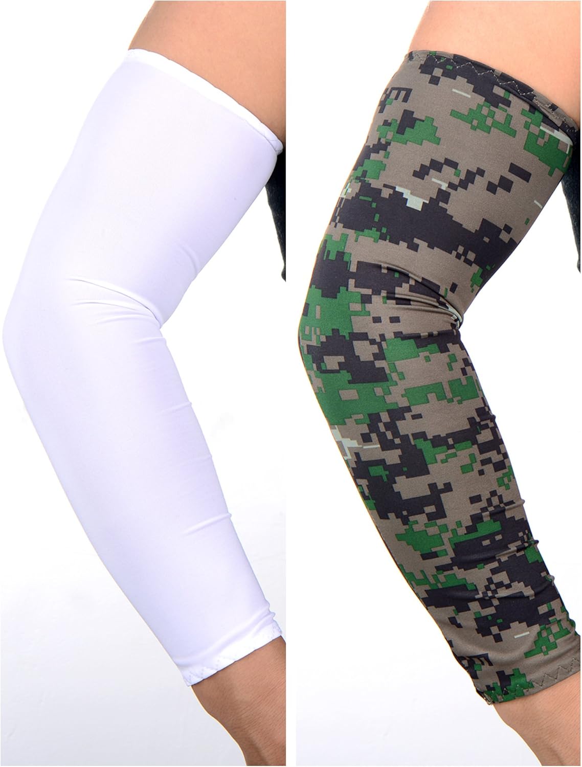Mudder 9 Pairs Unisex UV Protection Sleeves Arm Cooling Sleeves Ice Silk Arm Sleeves Arm Cover Sleeves (White, Black, Gray, Sky Blue, Pink, Purple, Royal Blue, Camouflage, Yellow): Clothing