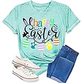 Easter Shirts for Women Happy Easter Shirt Bunny T-Shirt Rabbit Graphic Tees Cute Egg Holiday Funny Gift Tops Outfit