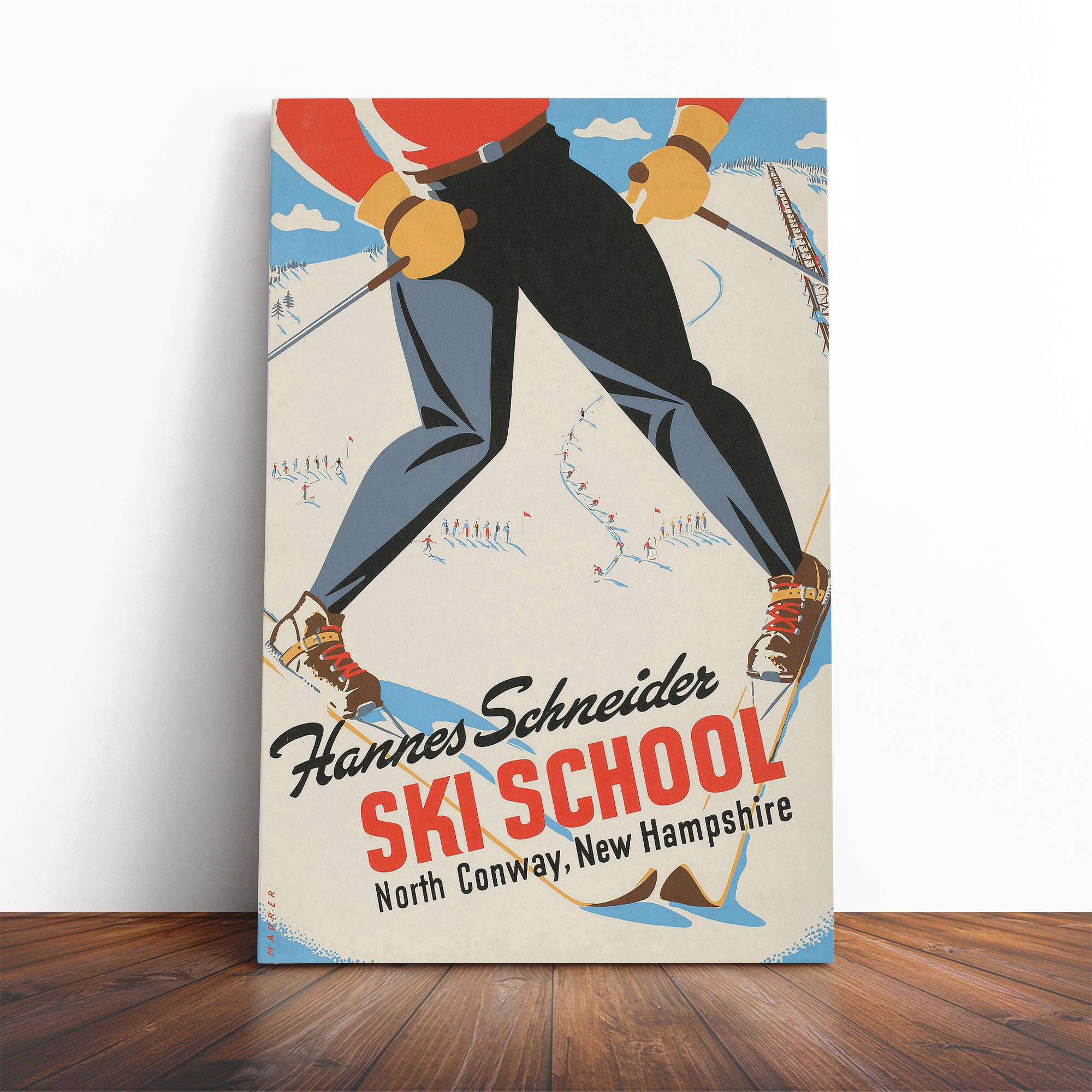 Ski Travel Poster Vol.11 Canvas Print | Gallery Wrapped 30mm Frame Wall Art | 20x14 inches | Ready to Hang | Retro Picture | Living Room Bedroom Lounge Office