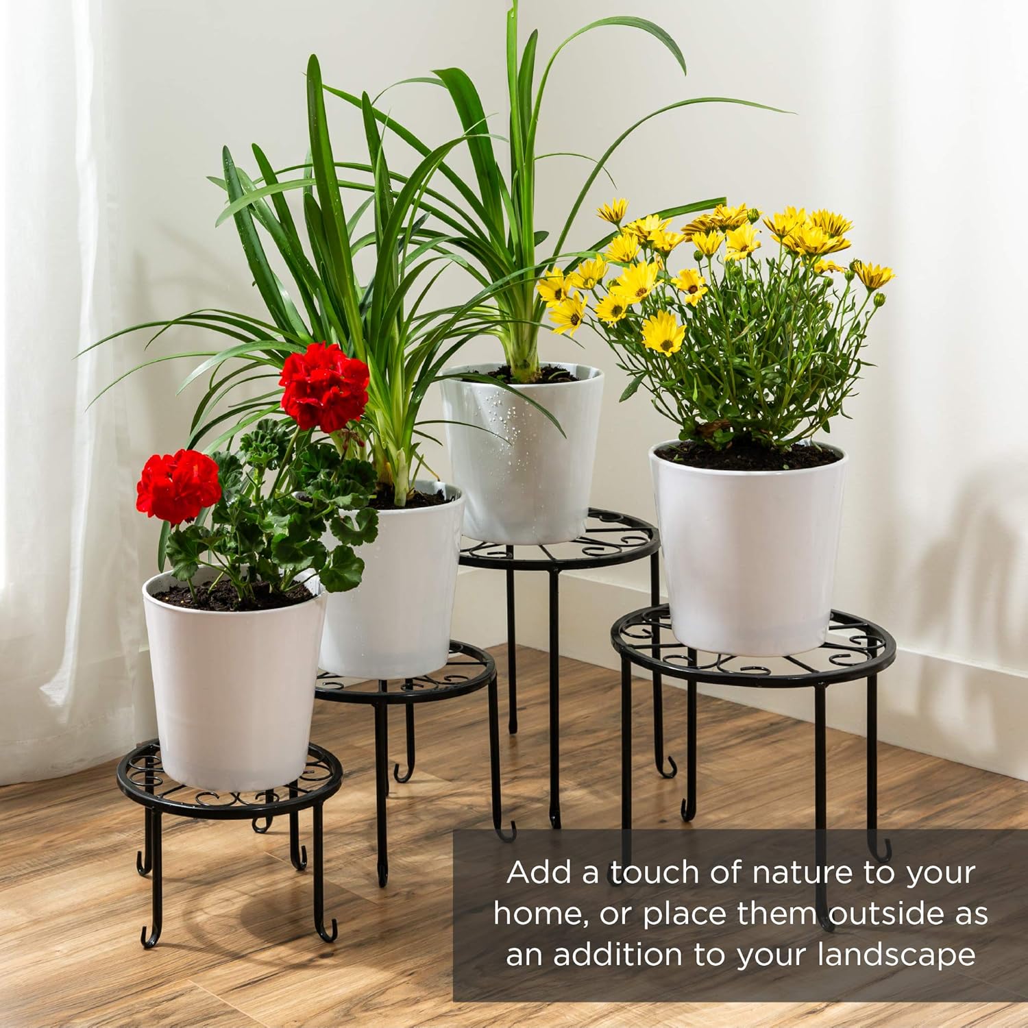 Best Choice Products Set of 4 Indoor Outdoor Metal Nesting Plant Stands, Flowerpot Holder Display Rack for Home & Garden Décor w/Starburst Design : Garden & Outdoor