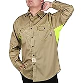 BOCOMAL FR Shirt for Summer Lightweight Vented Mesh Back and Underarm Breathable Flame Resistant Welding Button Down Shirts