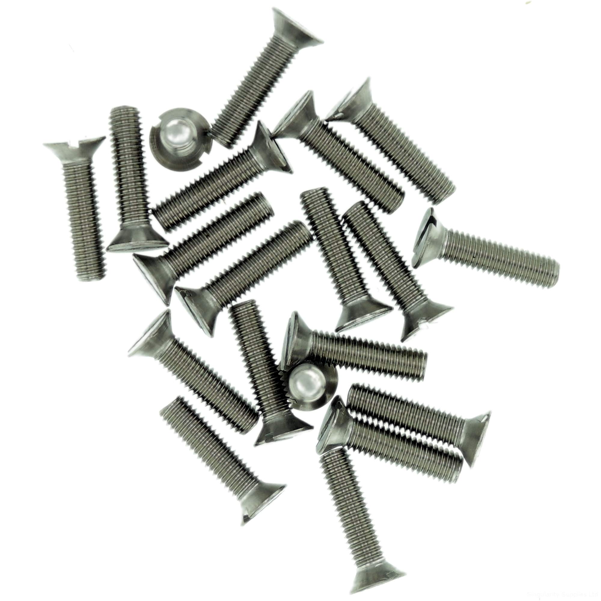 M1.6 (1.6mm x 20mm) Slot Countersunk Machine Screw (Bolt) - Stainless Steel (A2) (Pack of 20)