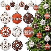Amyhill 12 Pcs Mexican Christmas Ornaments 2.36 Inch Talavera Christmas Tree Ball Hanging Decor Cielito Lindo Party Decoration Brown and White Platos De Barro Decor for Xmas Party Gift Hispanic Home