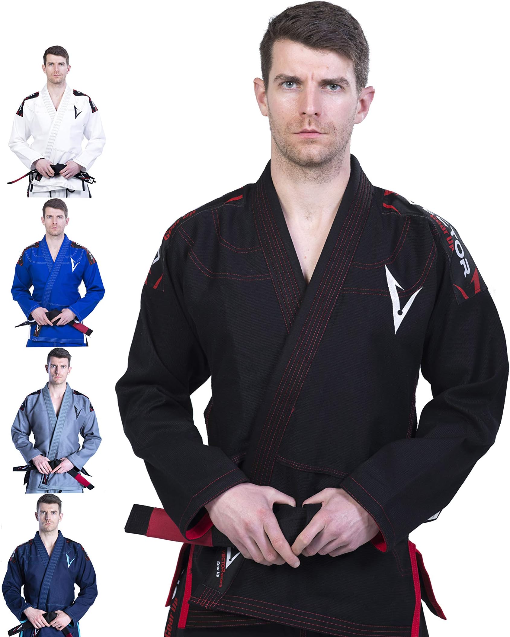 Vector Men's BJJ Gi with Bonus White Belt and Ripstop Pants for Brazilian Jiu Jitsu, Karate, and Judo - Kimono Style