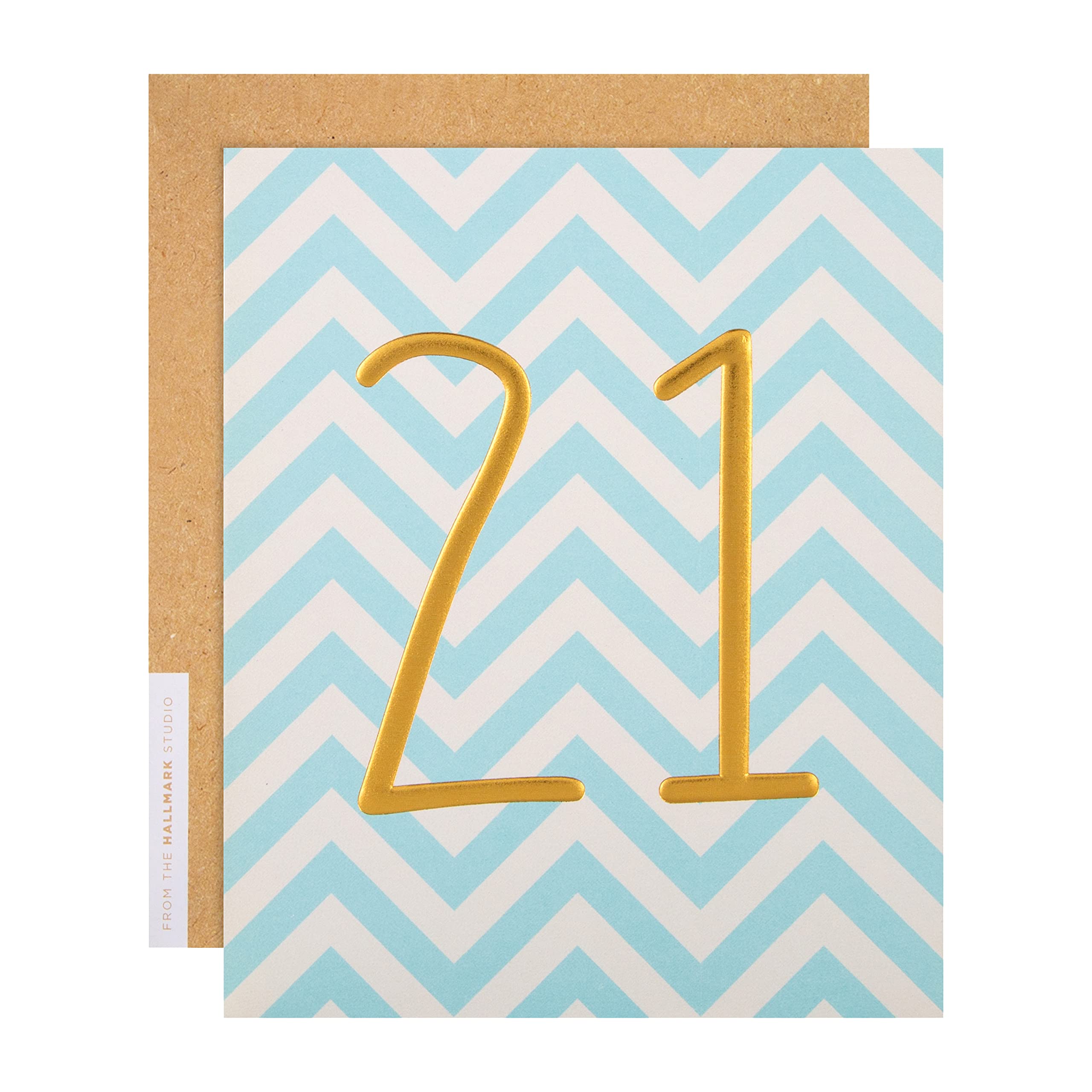 Hallmark Studio 21st Birthday Card - Embossed Gold Foil Number Design