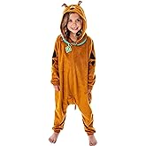 INTIMO Scooby Doo Kids Hooded Character Union Suit Lounge One-Piece Pajama Loungewear Sleepwear For Girls Boys