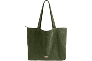 VANDEL Corduroy Tote Bag for Women and Men with Zipper and Inner Pockets. Cute School Tote Bag with Zipper, Aesthetic