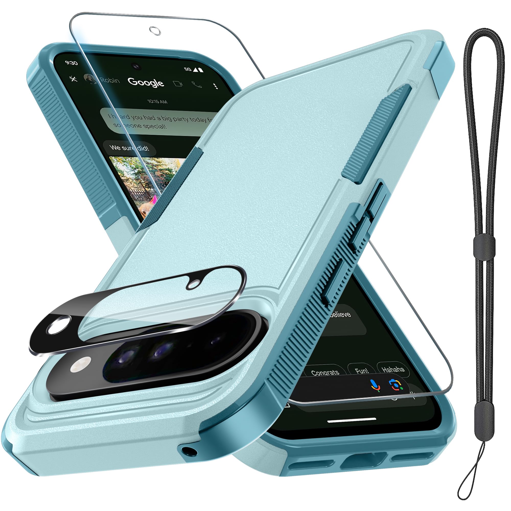 Photo 1 of *USED*
for Google Pixel 10 & Pixel10 Pro Case with Wrist Lanyard Strap+Tempered Glass Screen Protector+Camera Lens Cover,Full Body Heavy Duty Rugged Shockproof Protective Phone Cover,Mint Green