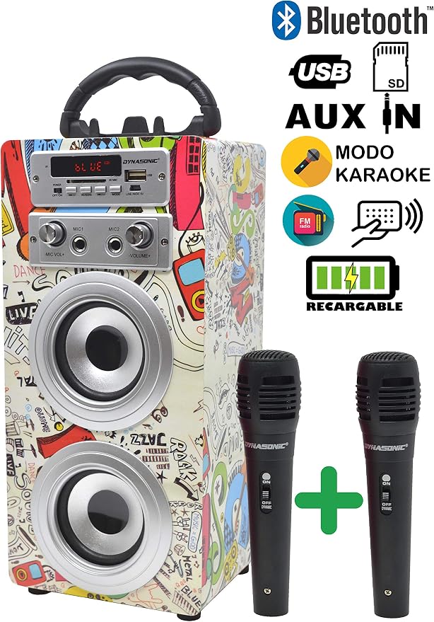 Enceinte Bluetooth étanche DYNASONIC D93 - Son Stéréo Puissant Avec Lumières LED | Parfaite Pour Fêtes Et Extérieur
