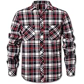 Cromoncent Men's Casual Flannel Shirt Plaid Long Sleeve Button Down Western Shirt