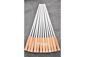 17-Inch 12 Pack Long Flat BBQ Skewers, HONSHEN Brazilian-style Stainless Steel 3/8 Inch Wide Blade with hardwood Handle barbecue skewers for Grilling Meat,Chicken,Shrimp,Vegetables-Set of 12