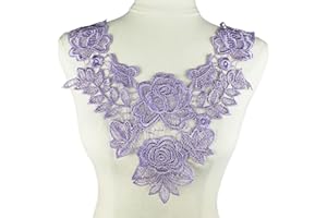 Carytalee 2 PC Lace Applique Patches Sew on Embroidery Appliques Lace Flower Trim for Sewing Crafts Clothing Accessories, Purple 12.6 x 12.6"Inch