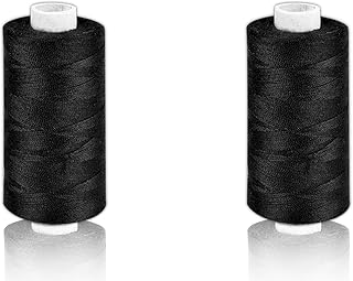 Helmecke & Hoffmann * 2 x Schwarze Nähgarn-Spulen 500 m Faden | Polyester-Nähmaschinengarn auf umweltfreundlicher Papp-Rolle
