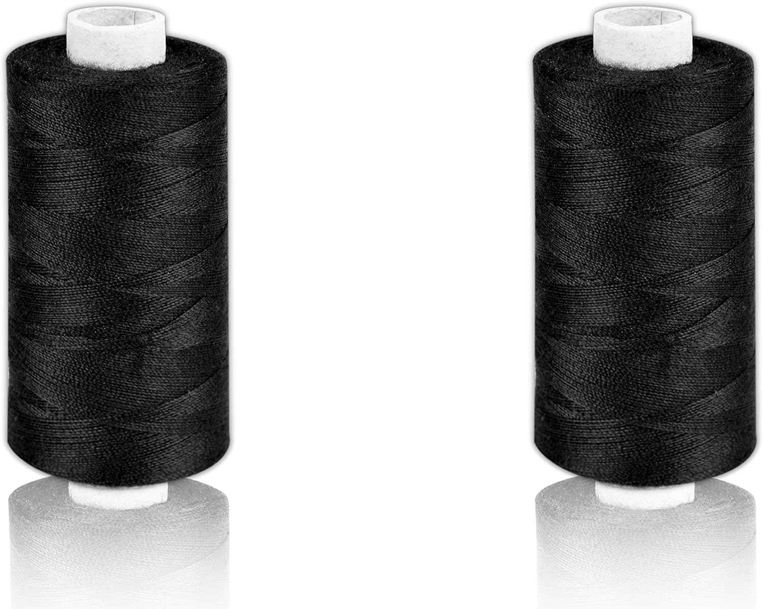 Helmecke & Hoffmann * 2 x Schwarze Nähgarn-Spulen 500 m Faden | Polyester-Nähmaschinengarn auf umweltfreundlicher Papp-Rolle