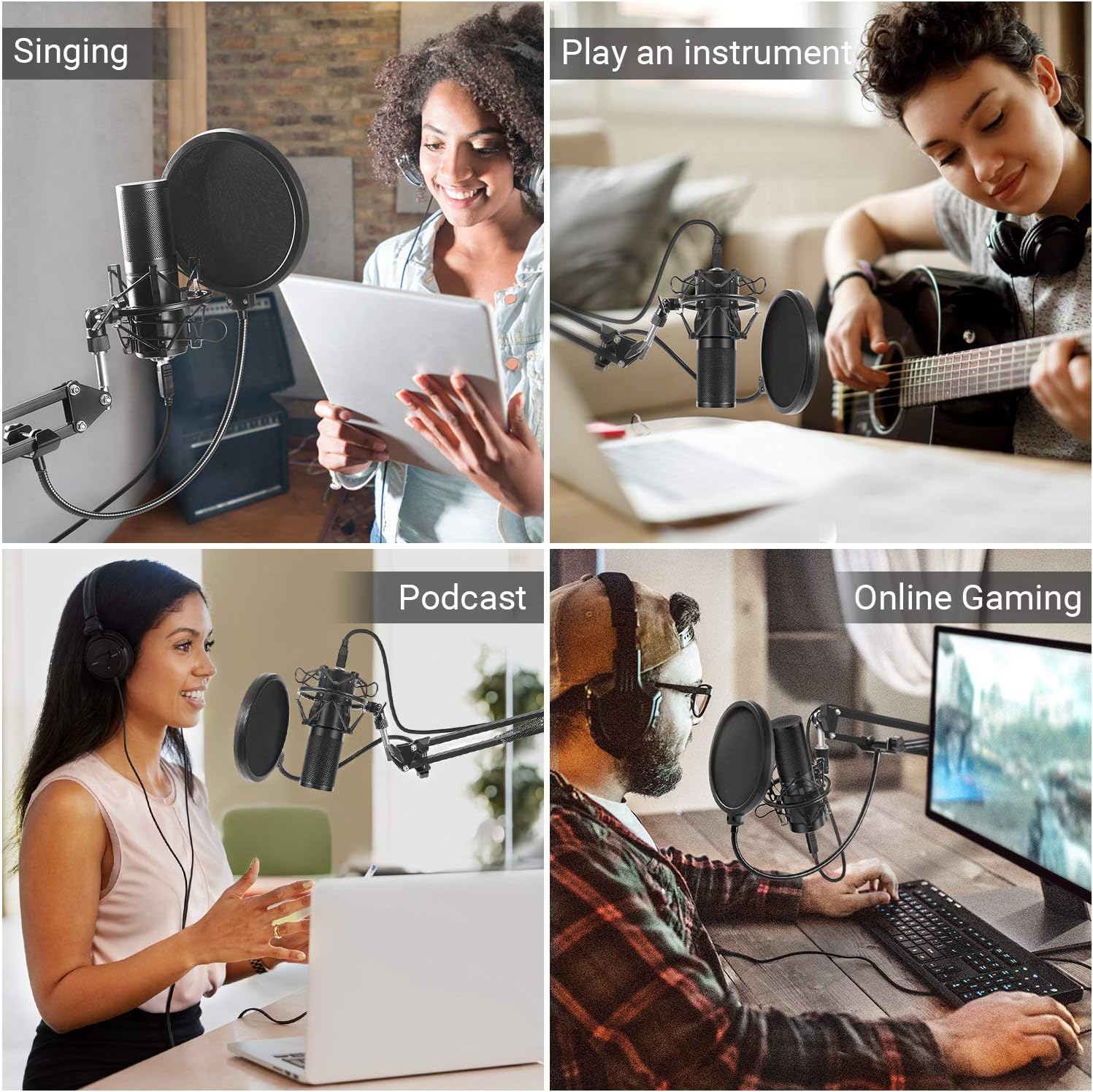 TONOR USB Microphone Kit Q9 Condenser Computer Cardioid Mic for Podcast, Game, YouTube Video, Stream, Recording Music, Voice Over: Home Audio & Theater