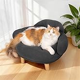 Famifit Kitten Gray Cat Sofa Bed, Pet Couch with Pine Wood Legs | Removable Cotton Velvet Cover, Cozy Cushion Design, Stylish Home D&eacute;cor Pet Furniture for Cats and Small Dogs