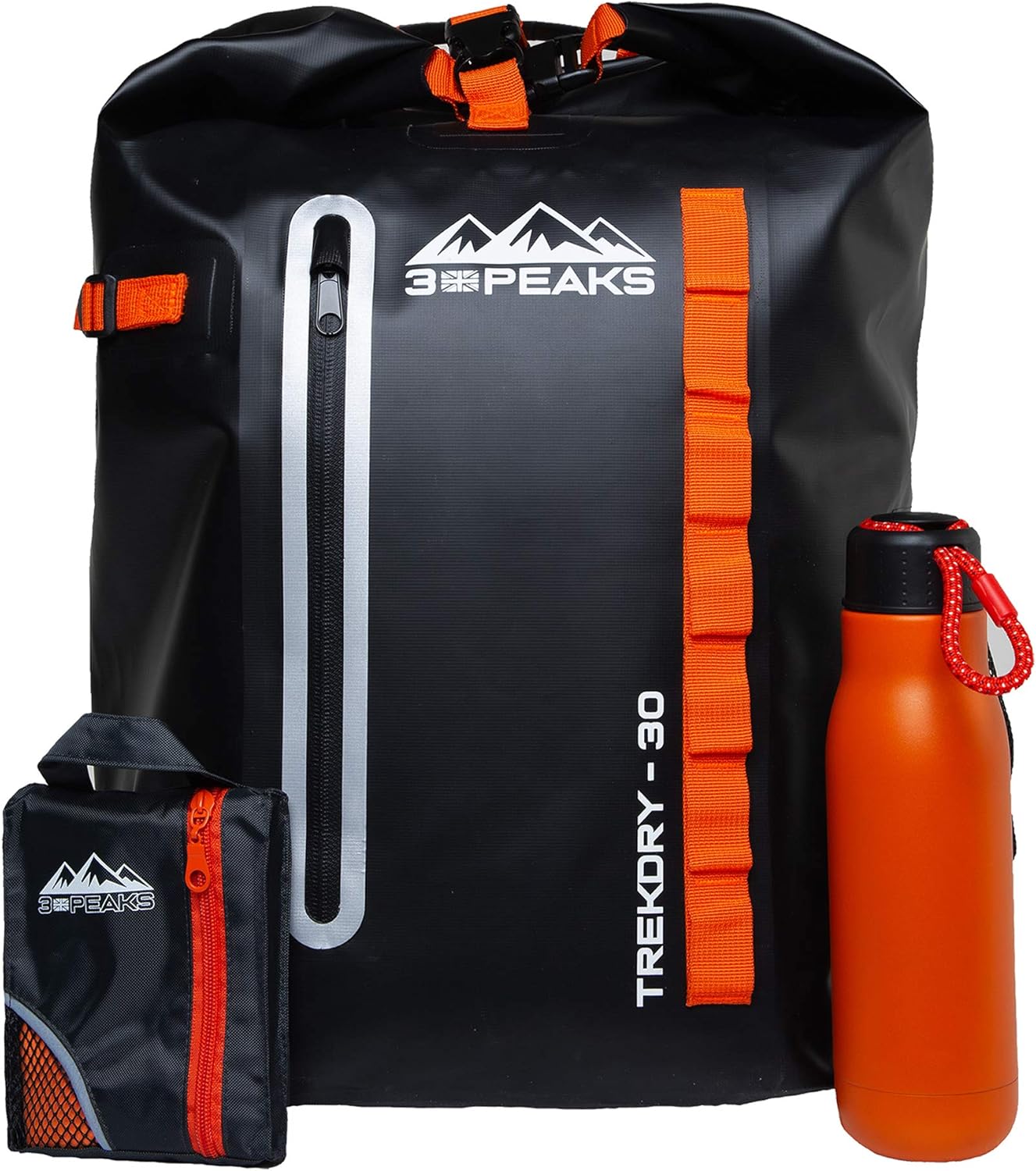 TrekDry30 Dry bag Waterproof bag 30L Black Rucksack Roll top sealing