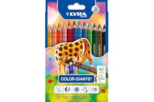 Lyra Color-Giants Assorted Colored Pencils - Set of 12 Colored Pencils With A 6.25mm Core - Highly Pigmented Pencils for All Artists - Durable Color Pencils Set for Drawing Coloring and More