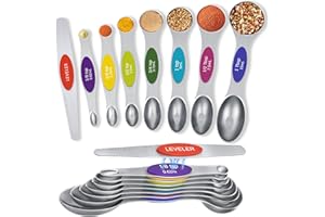 BANANABAY 304 Stainless Steel Measuring Spoons Set, 8 PCS Magnetic Measuring Spoons for Cooking Baking, Coffee Sugar Salt with Storage Box