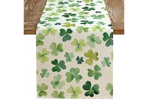 ARKENY St Patricks Day Table Runner 13x72 Inches, Shamrock Green Spring Seasonal Farmhouse Burlap Indoor Kitchen Dining Table Decorations for Home Party AT393-72