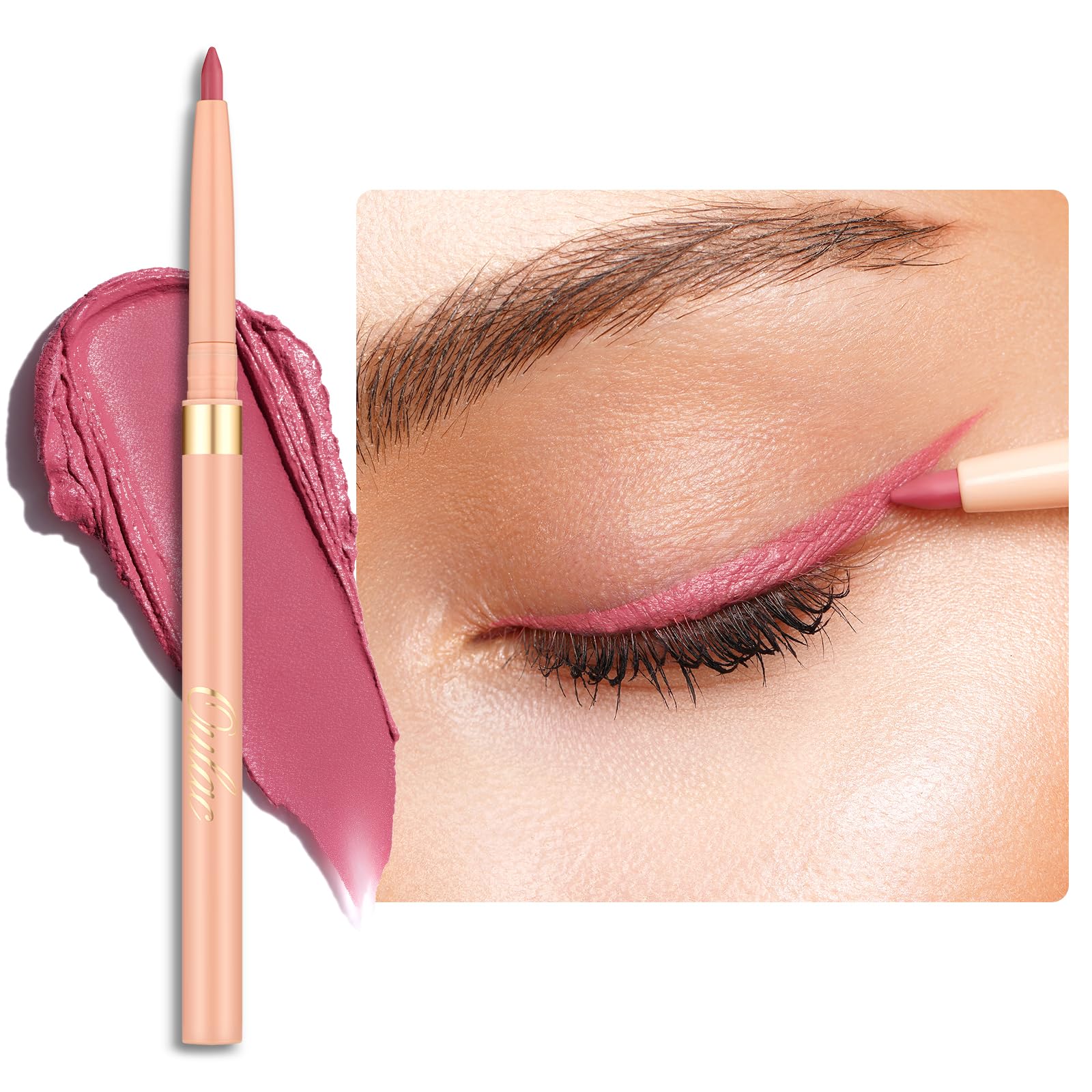 OULAC Matte Pink Eye Liner Pencils Waterproof, Smudge-proof Retractable Eyeliner and Lip Liner Lasts 24H +, Highly Pigmented and Smooth, Long-lasting Formula, Vegan (04) Pink Treat