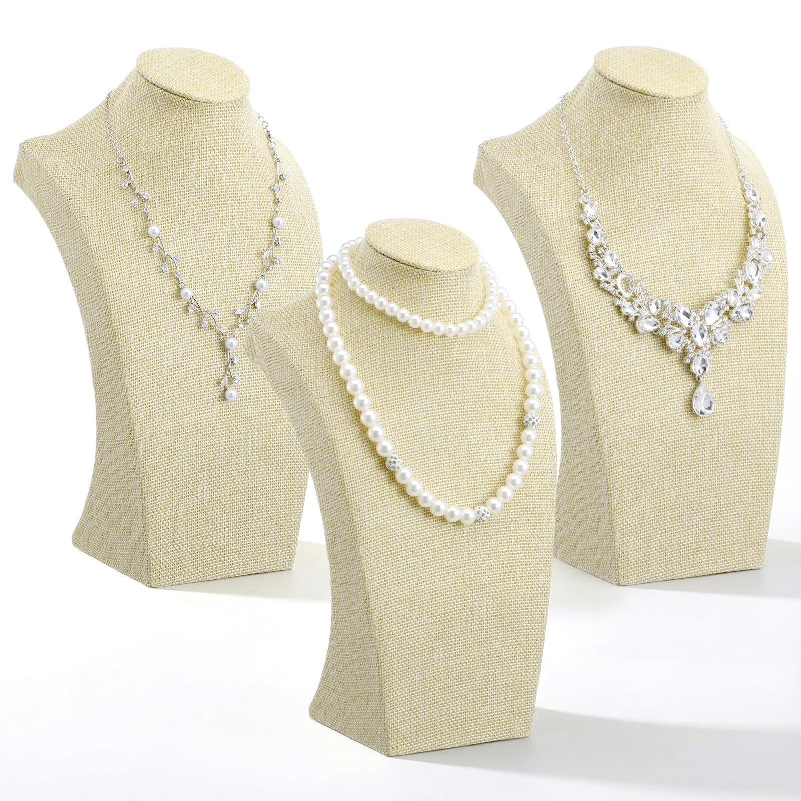 Photo 1 of 3 Pcs Linen Necklace Display Bust Stand Jewelry Display Holder Mannequin for Vendors Trade Shows Retail Store Home Decor
