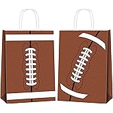 durony 16 Pieces Football Gift Bags with Handles Football Paper Goodie Bags Party Favor Treat Candy Snack Bag for Birthday Sport Themed Supplies