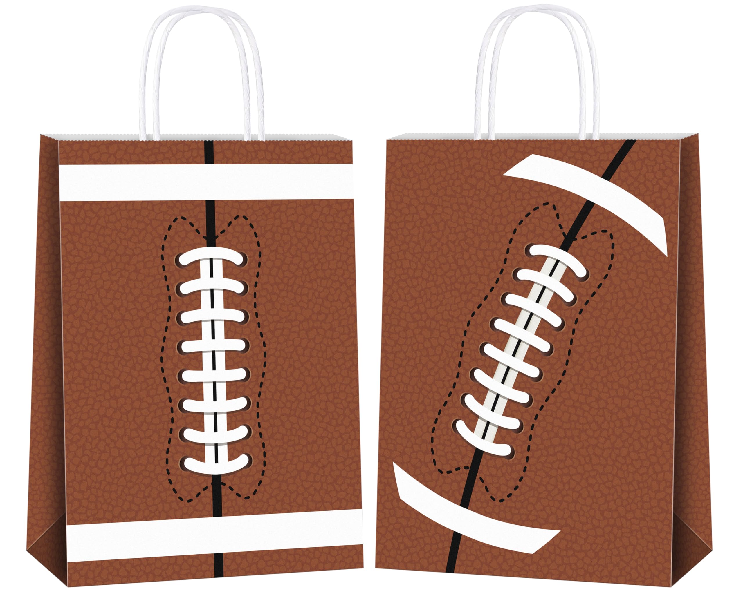 Photo 1 of durony 16 Pieces Football Gift Bags with Handles Football Paper Goodie Bags Party Favor Treat Candy Snack Bag for Birthday Sport Themed Supplies