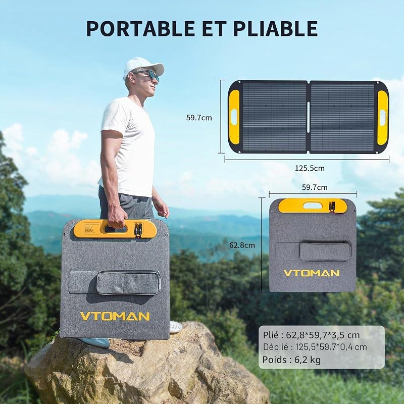 VS110 Panneau solaire portable 110W 18V, efficacité de 25%