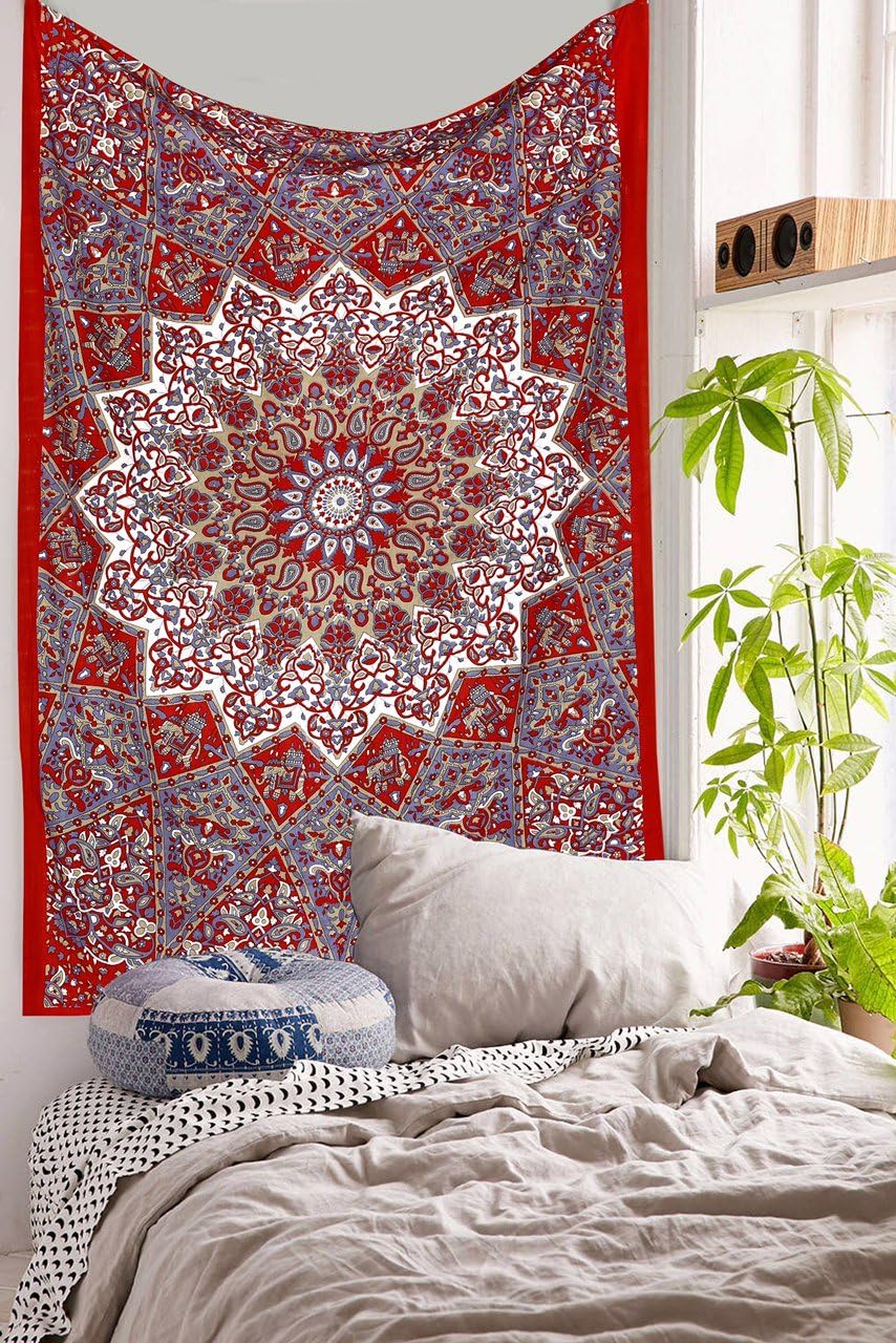 Exclusive Branded Tapestry by Urbanknot Meroon Star Mandala Bohemian Hippie Dorm Decor Wall Hanging
