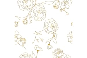 Safiyya Contact Paper Floral Wallpaper Gold and White Contact Paper Peel and Stick Wallpaper Boho Flower Contact Paper for Cabinets Covering Vinyl Rolls 78.7"x17.3"