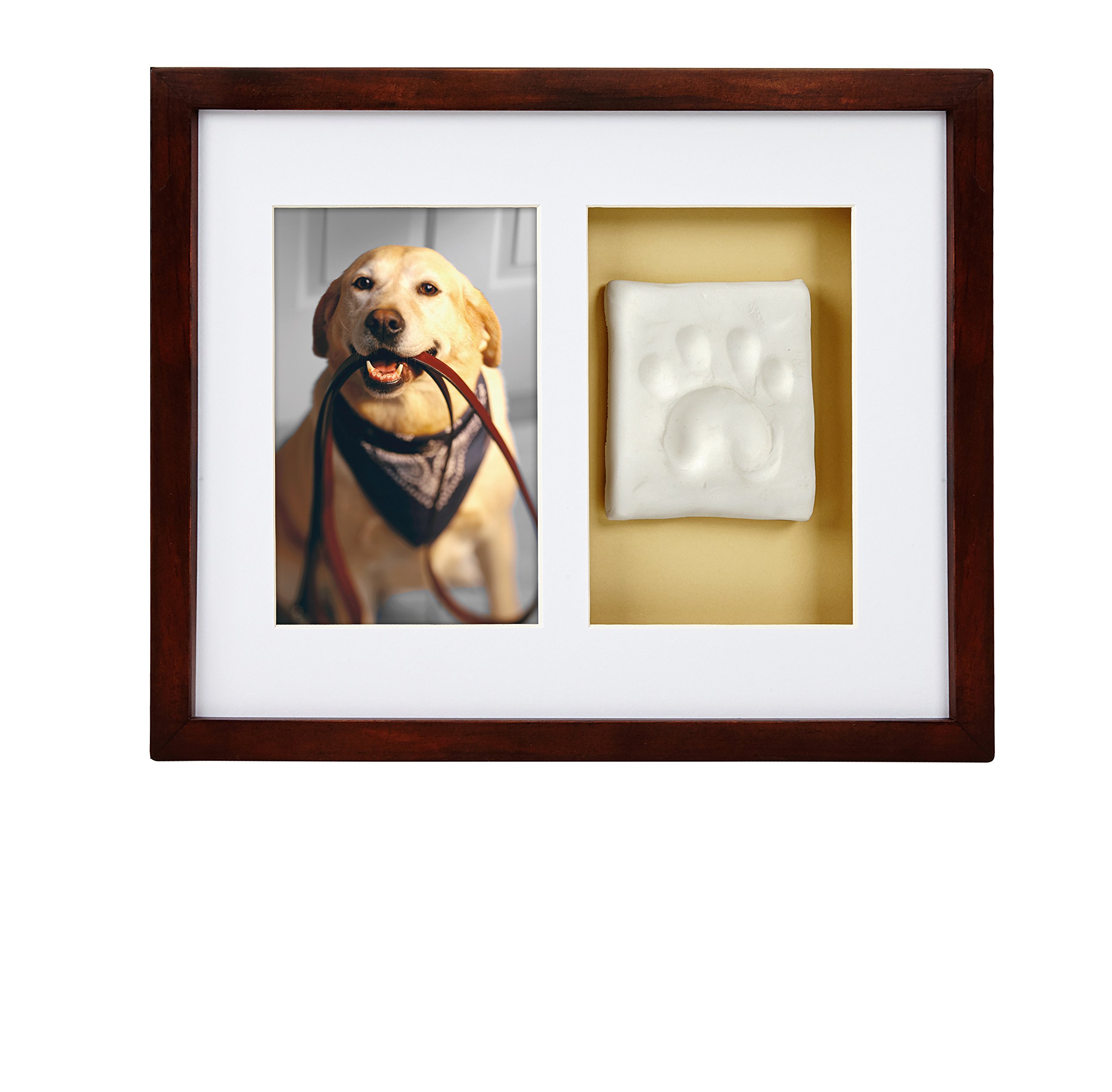 Pearhead Dog or Cat Paw Prints Wall Frame With Clay Imprint Kit, Pet Sentiment Keepsake, Memorial Picture Frame, Espresso