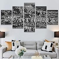 SIGNWIN 5 Panel Canvas Wall Art Monochromatic Mountains for Home Decorations Ready to Hang - 60