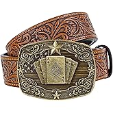 LALATCH Western Cowboy Belts for Men Women, Cowboy Cowgirl Leather Belt Western Buckle Belt for Jeans Gifts Christmas