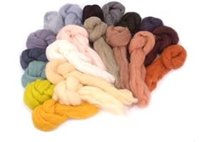 Glaciart One Spinning Fiber Merino Wool - Super Soft 20 Colors (7oz/200gram Pack) Unspun Roving Wool for Felting and Felting Yarn Craft Supplies