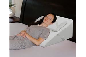InteVision Foam Bed Wedge Pillow (25 x 24 x 12 inches) and Headrest Pillow in One Package - Helps Relief from Acid Reflux, Post Surgery, Snoring - 2 inches Memory Foam Top