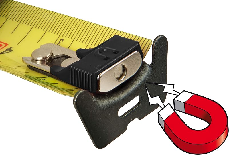 STANLEY Fmht0-33864 mètre Ruban magnétique 5m Gamme FATMAX - Ruban Large - Revêtement Blade Armor Thermoplastique et mylar Anti Abrasion et Anticorrosion - Position Zéro Réel - Boiter Bi matière