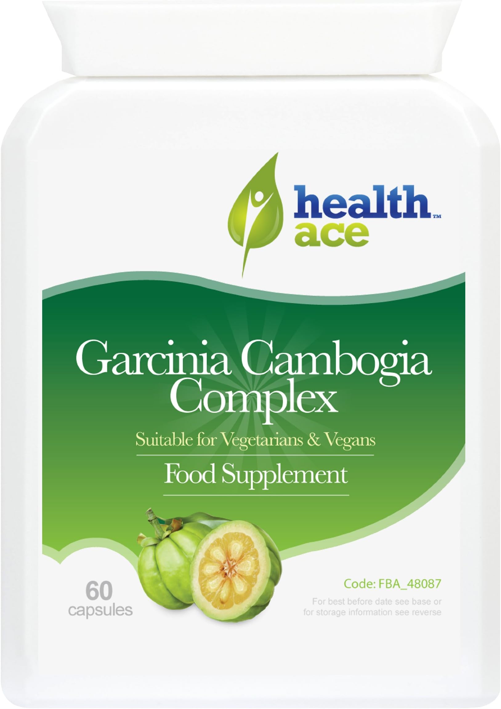 HealthAce Garcinia Cambogia Complex 500mg (60 Capsules) | Complex of Garcinia Cambogia 500mg, Caffeine, Guarana and Green Tea Extract | Weight Loss | Weight Support Formulation