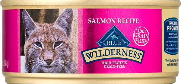 BLUE BUFFALO, WILDERNESS NATURAL HIGH-PROTEIN GRAIN-FREE SALMON PATE WET FOOD FOR ADULT CATS, 5.5 OUNCE