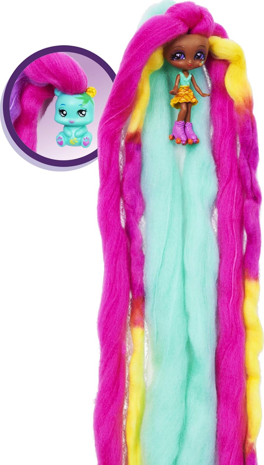 Candylocks 2-Pack, Mina Colada 7.5-cm Scented Collectible Doll and Pet with Accessories, Grey - Image 4