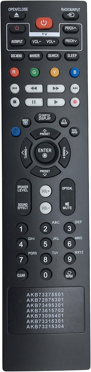 New VINABTY AKB73615702 AKB73095401 AKB73315301 AKB73215304 Replace Remote fit for LG BLU-RAY Disc Home Theater BD611 BP620 BP620C BH7220B BH7420P BH7520T LHB326 LHB306 BD630 BD640 BD651N BD651DN