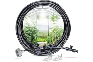 HIRALIY Misters for Outside Patio 39.4FT (12M) Misting Line + 11 Misting Nozzles + Brass Adapter(3/4"), Water Mister for Outside Patio Cooling, Garden Watering