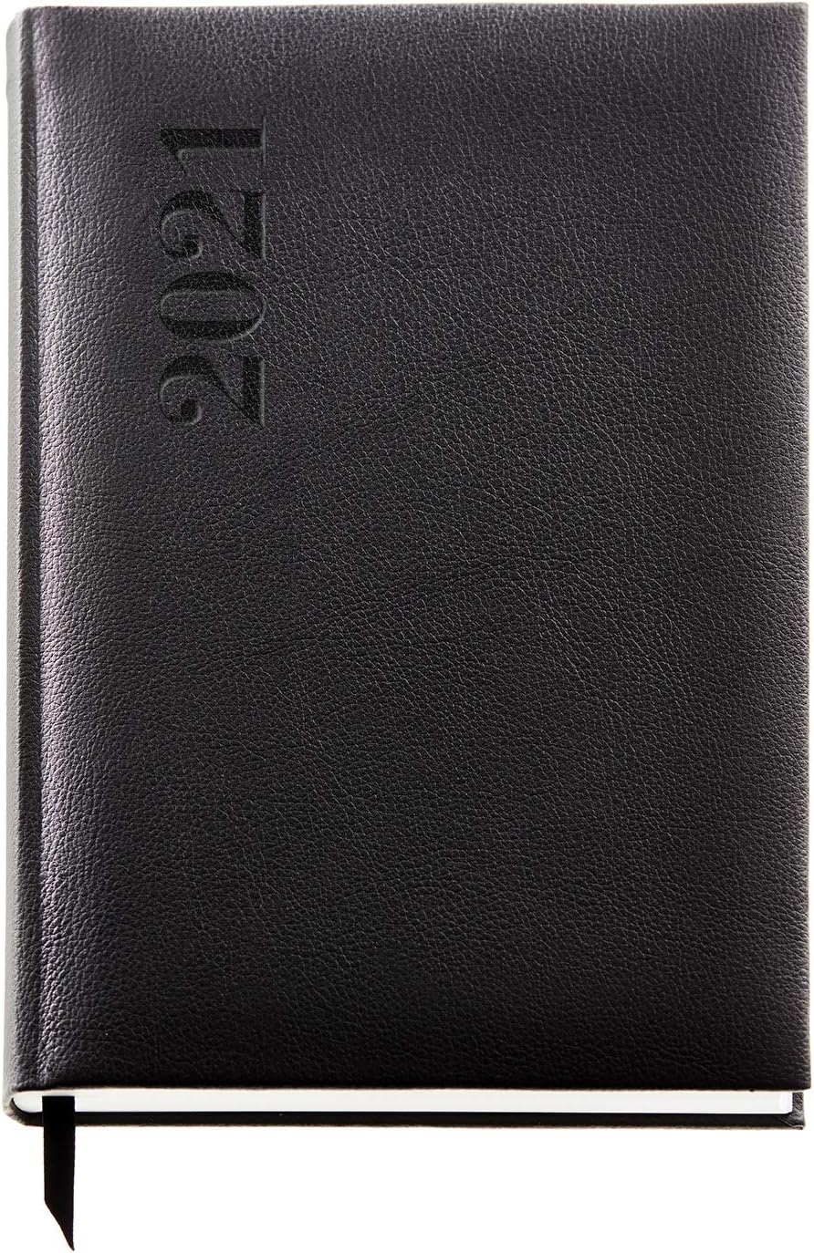 MIQUELRIUS - Yearly Agenda 2021 Agora - Castilian, Day Page, Size 155 x 213 mm, Paper 70 g, Semi-Leather Cover, Black