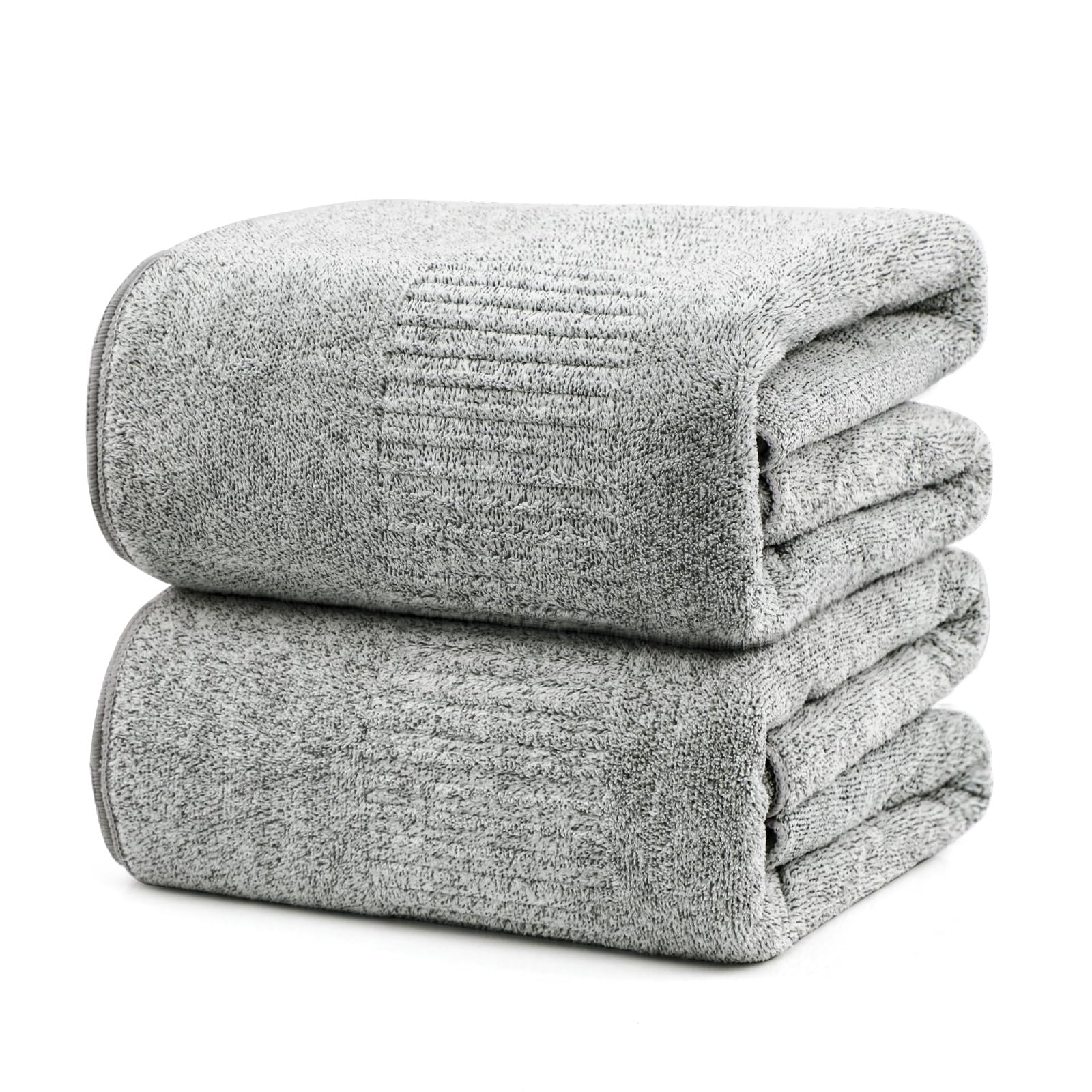 SEISSO Pack of 2 Bath Towel, Premium Bamboo Fibre Bath Sheets 90 x 160cm Super Soft Highly Absorbent and Quick Dry Bath Sheet, Use for Hotel, Spa, Bathroom, Sports Towels, Yoga Towel (Gray)