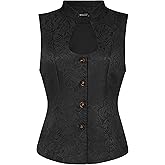 Allegra K Vintage Suit Waistcoat for Women's Gothic Blazer Sleeveless Steampunk Jacquard Dressy Vest