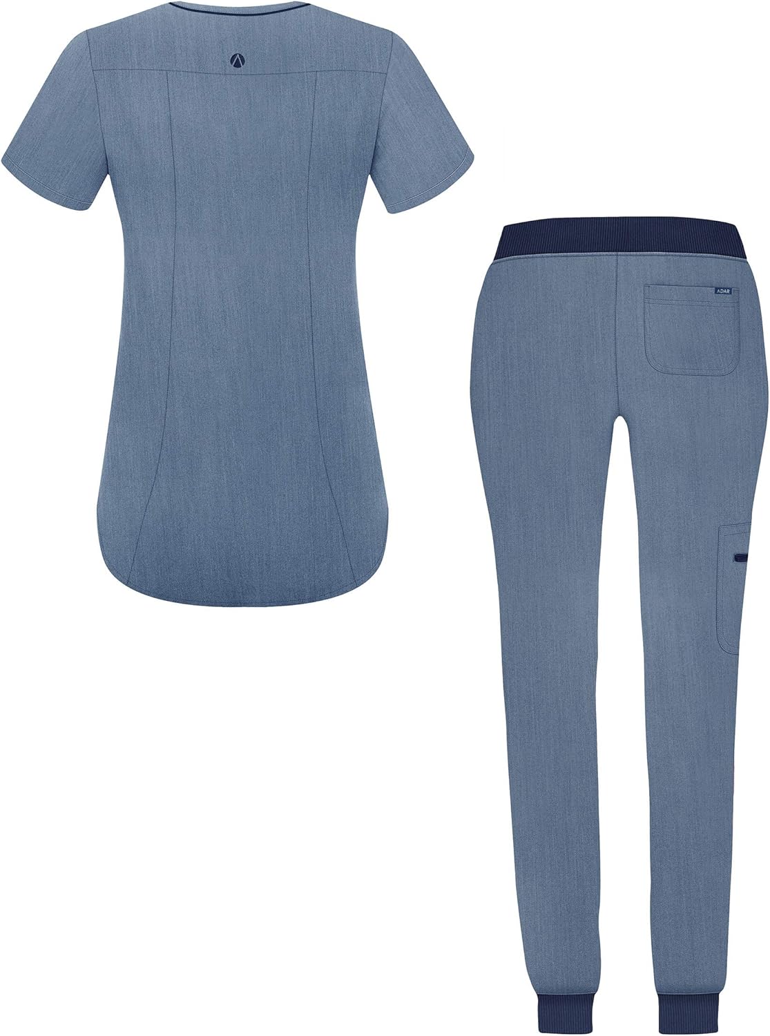 Adar Pro Heather Modern Athletic Scrub Set for Women - Modern V-Neck Scrub Top & Yoga Jogger Scrub Pants: Clothing