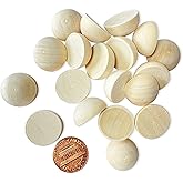 300 Pieces 3/4 Inch (0.75") Wood Split Balls Half Round Wooden Beads Unfinished Wood Half Sphere for Crafts